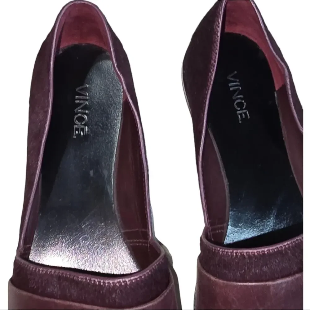 Vince Mason Burgundy Purple Casual Leather Calf Hair Flats Loafers Size 6.5